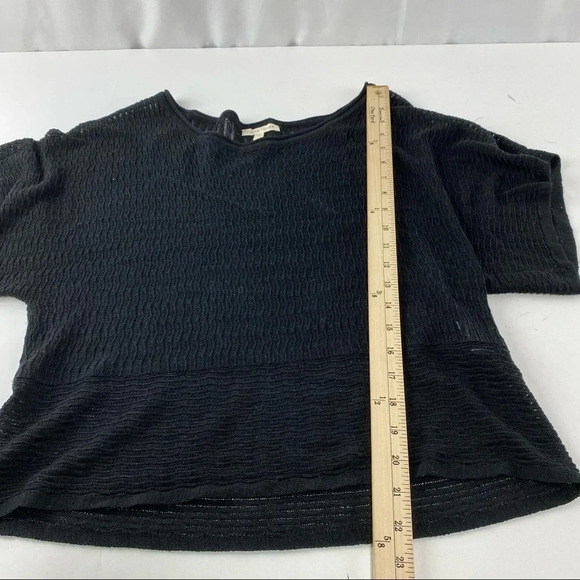 Eileen Fisher Women's Small Black Semi-Sheer Knit Sweater Short Sleeve - Picture 3 of 7